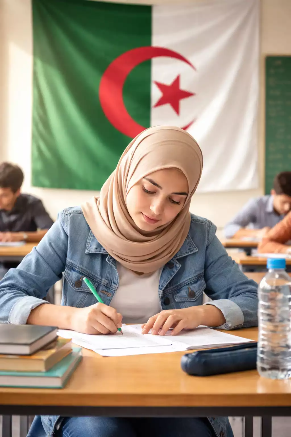 Une élève qui passe son examen de Bac en Algérie